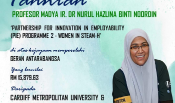 Sekalung Tahniah kepada Profesor Madya Ir. Dr. Nurul Hazlina binti Noordin